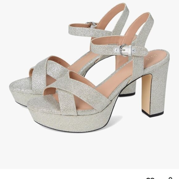 Cole Haan Women's Riannon Platform Sandal silver glitter mesh - Picture 1 of 14